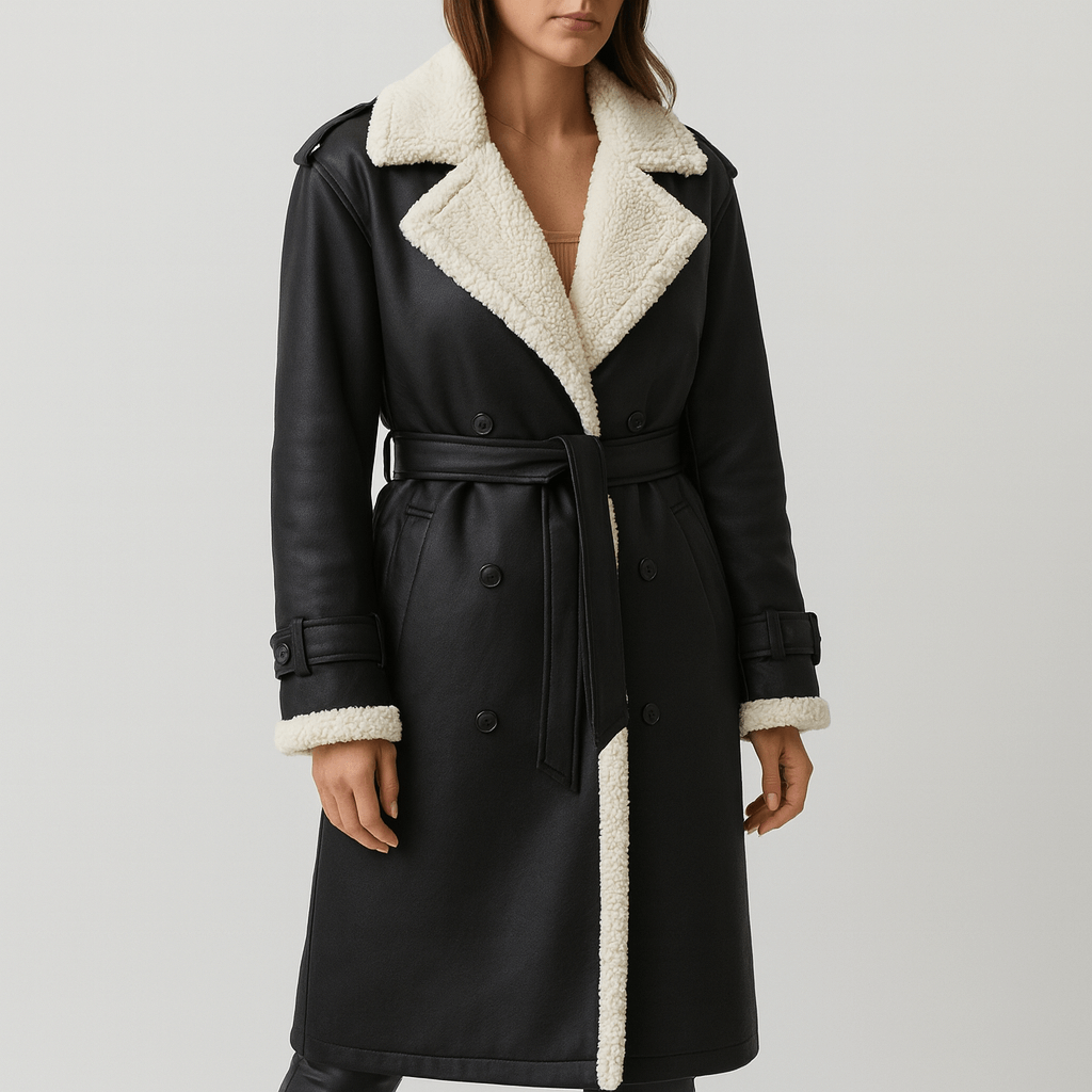 Długi płaszcz z polarową podszewką