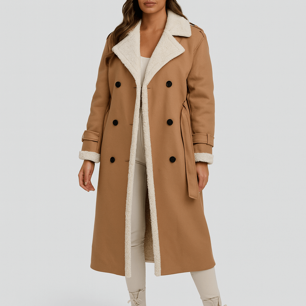 Długi płaszcz z polarową podszewką