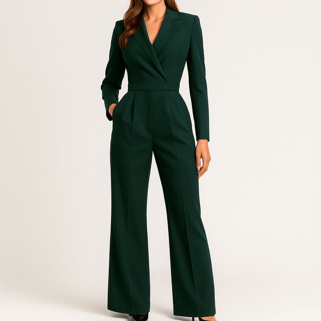 Elegancki kombinezon z długim rękawem kopertowy fason