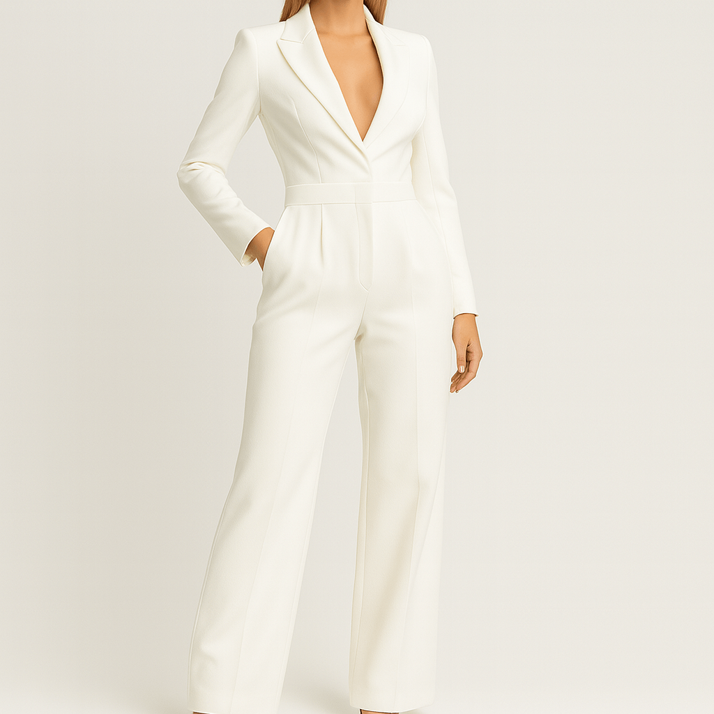 Elegancki kombinezon z długim rękawem kopertowy fason