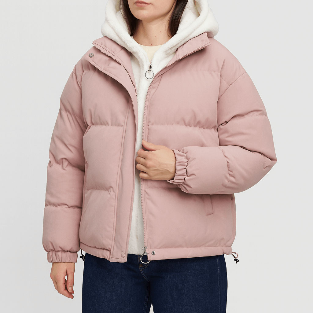 Pikowana kurtka zimowa z regulowanym kapturem