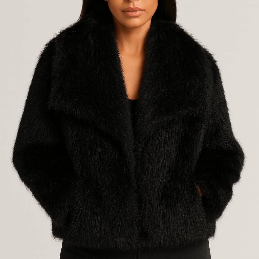 Szeroki krój płaszcza ze sztucznego futra