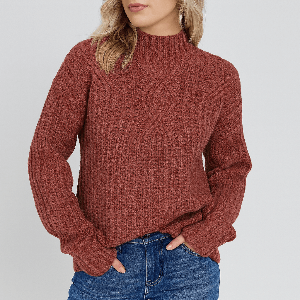 Klasyczny krój z okrągłym dekoltem miękki sweter