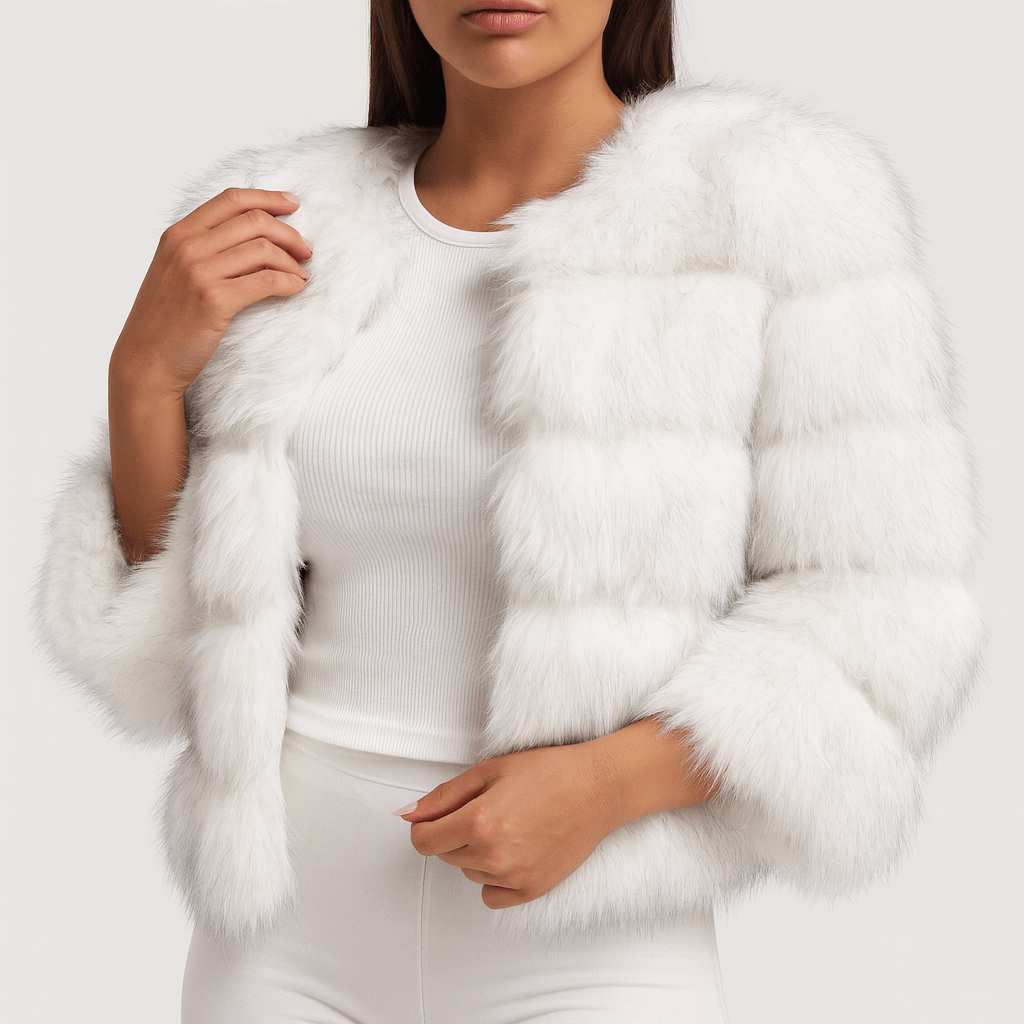 Obszerny płaszcz ze sztucznego futra