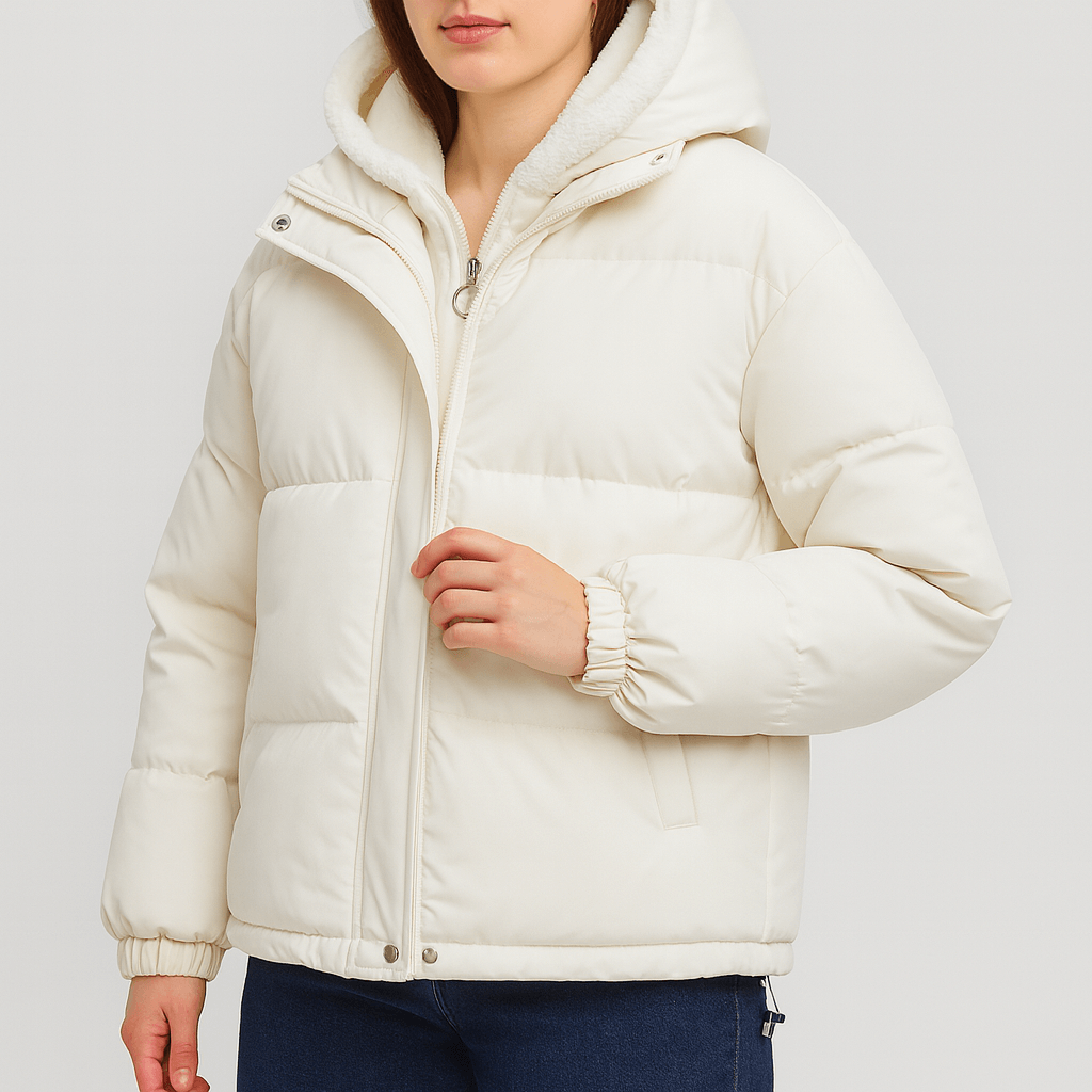 Pikowana kurtka zimowa z regulowanym kapturem