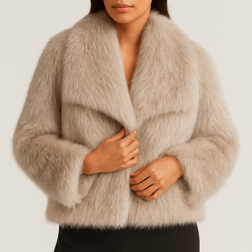 Szeroki krój płaszcza ze sztucznego futra