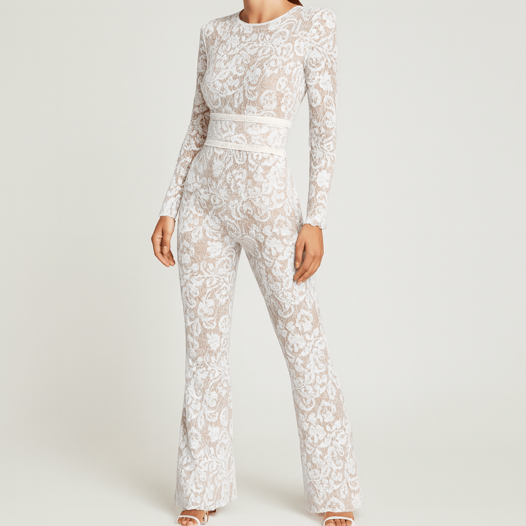 Elastyczny kombinezon z okrągłym dekoltem